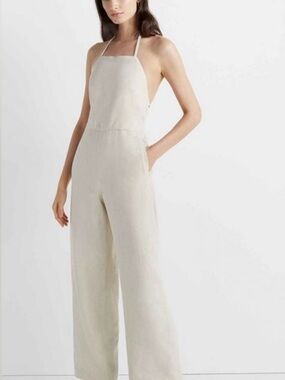 Charter Club Cream Halter Wide-Leg Jumpsuit